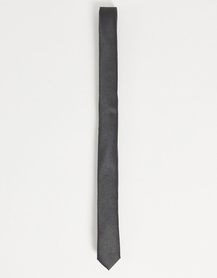 Asos Design Skinny Tie In Charcoal-grey