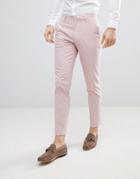 Asos Design Wedding Skinny Suit Pants In Pink Cross Hatch - Pink
