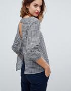 Sisley Tie Back Gingham Top - Black