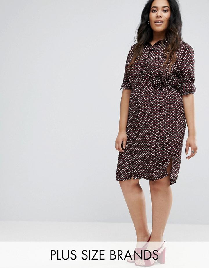 Brave Soul Plus Simber Printed Shirt Dress - Red