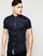 Vito Short Sleeve Shirt With All Over Heart Print - Black