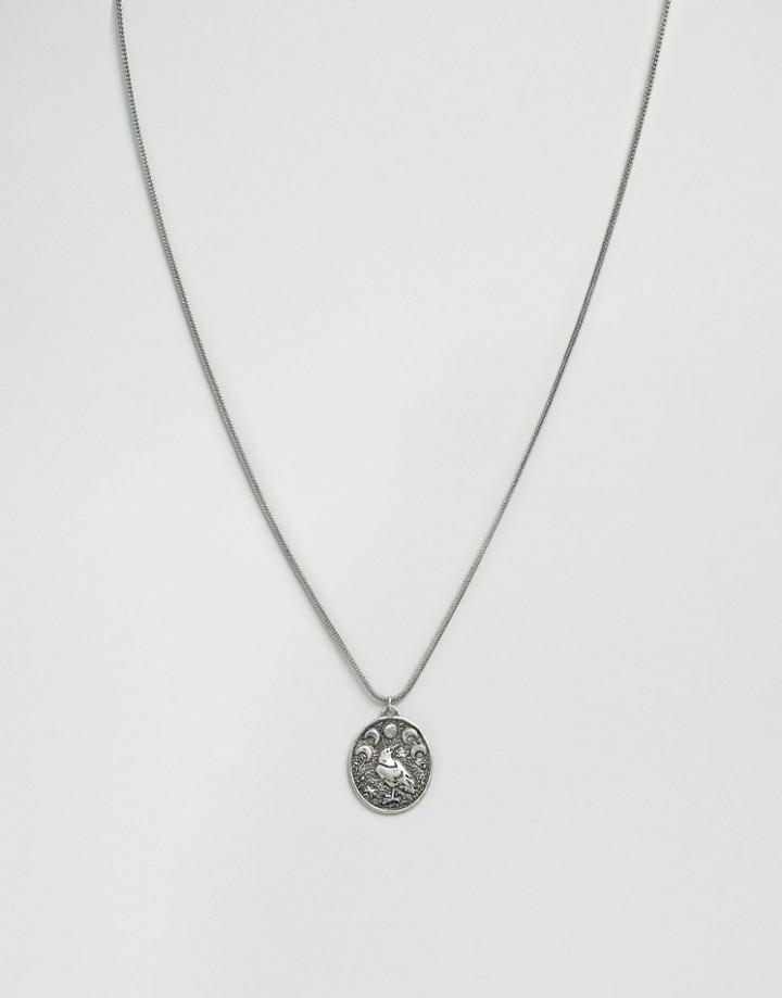 Asos Pendant Necklace In Silver With Bird - Silver