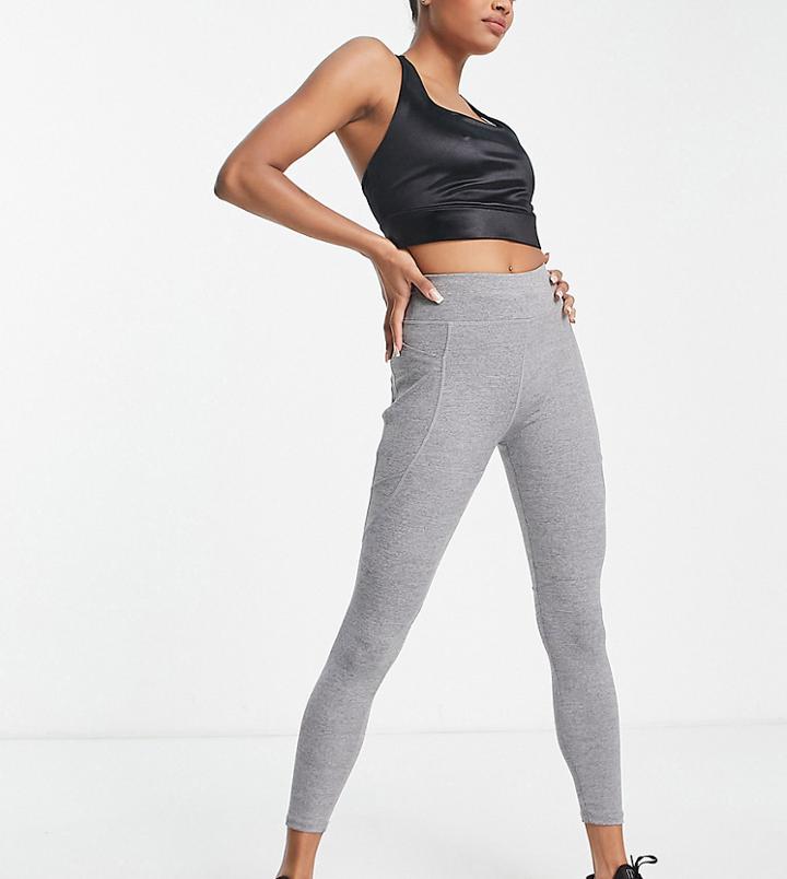 Asos 4505 Petite Icon Run Tie Waist Legging With Phone Pocket-gray