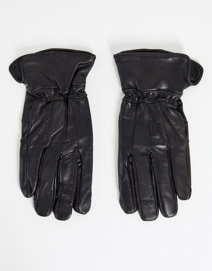 Boardmans Patchwork Leather Gloves In Black