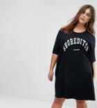 Religion Plus Cold Shoulder T-shirt Dress With Sequin Shoreditch - Black