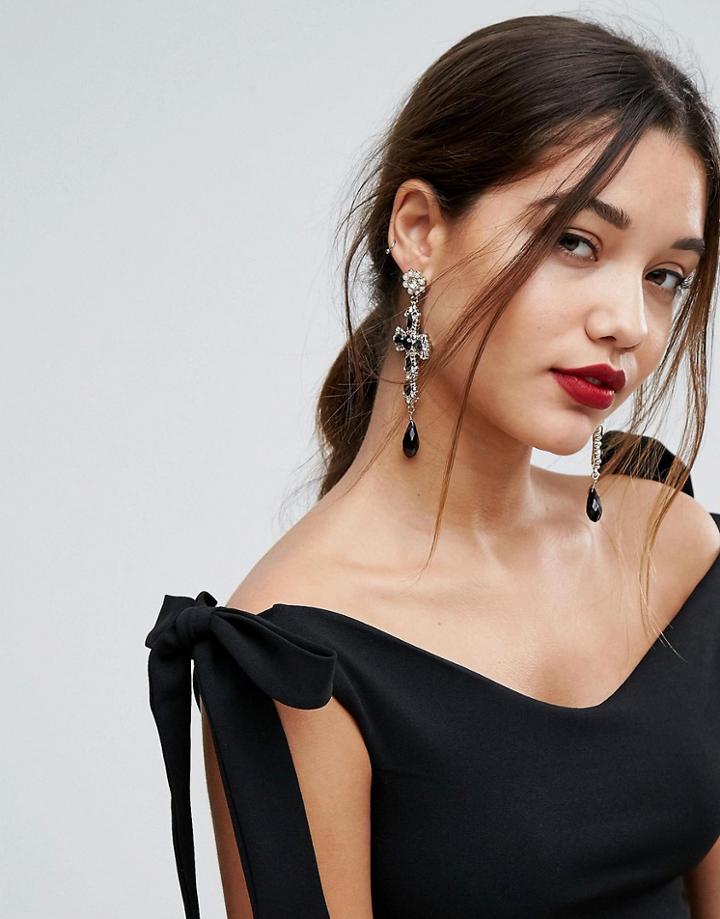 Lipsy Statement Cross Earrings - Multi