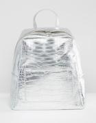 Asos Croc Square Backpack - Silver