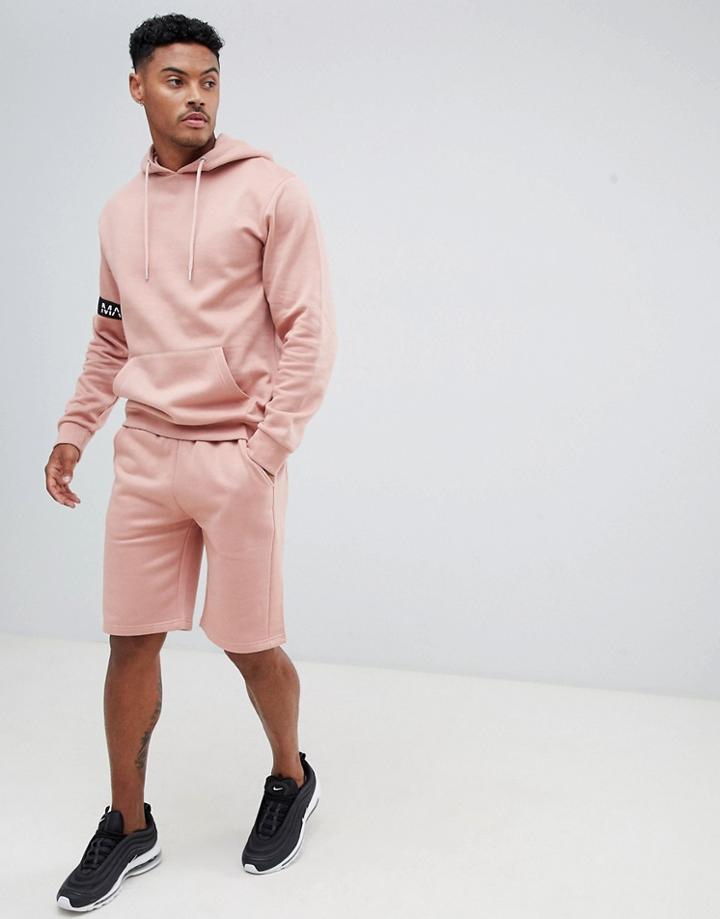 Boohooman Short Tracksuit With Band Detail In Pink - Pink
