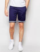 Ted Baker Chino Shorts With Contrast Turn Up In Slim Fit - Blue
