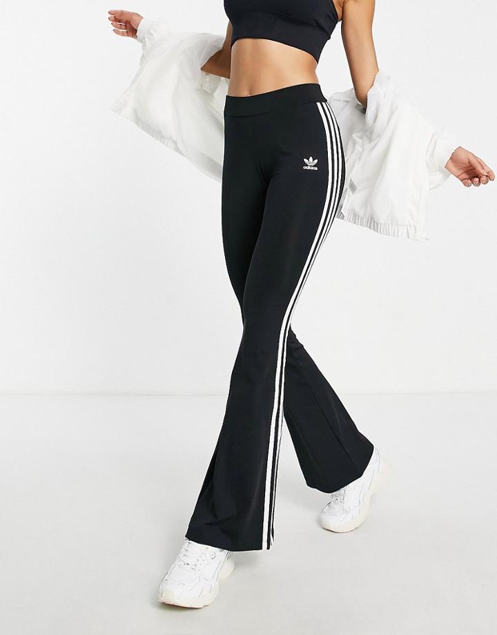 Adidas Originals Adicolor Three Stripe Flared Leggings In Black