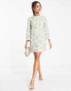 & Other Stories Open Back Mini Dress In 70s Floral Print-multi