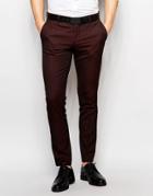 Selected Homme Skinny Luxe Polka Dot Suit Pants - Burgundy