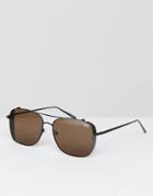 Quay Australia Square Sunglasses With Brow Bar In Brown - Brown