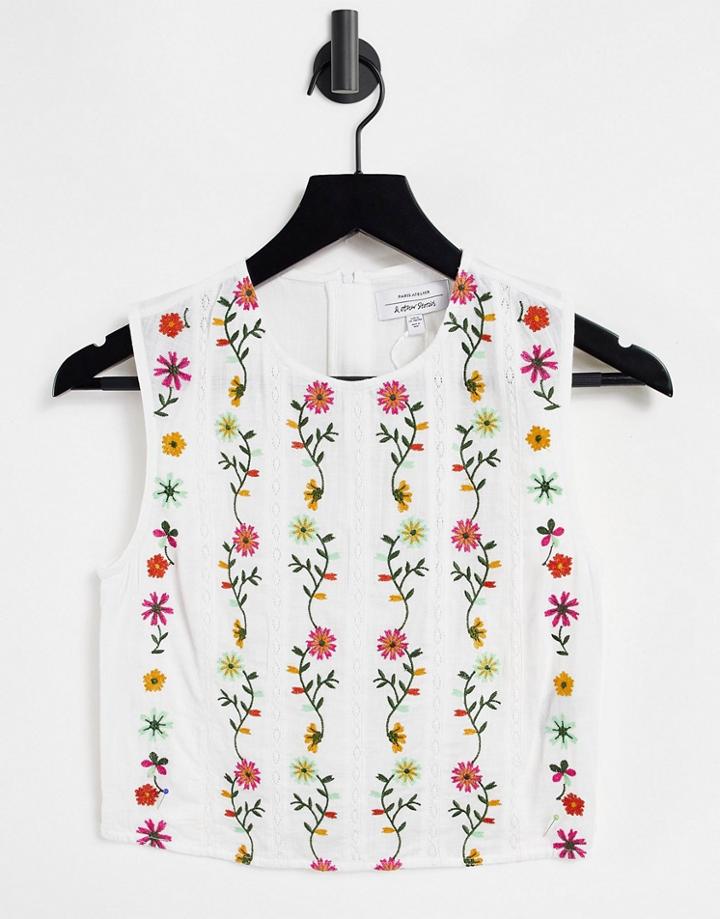 & Other Stories Embroidered Sleeveless Top In Multi