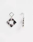 South Beach Resin Mix Triangle Drop Earrings - White