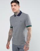 Fred Perry Slim Fit Textured Polo With Contrast Collar In Gray - Gray
