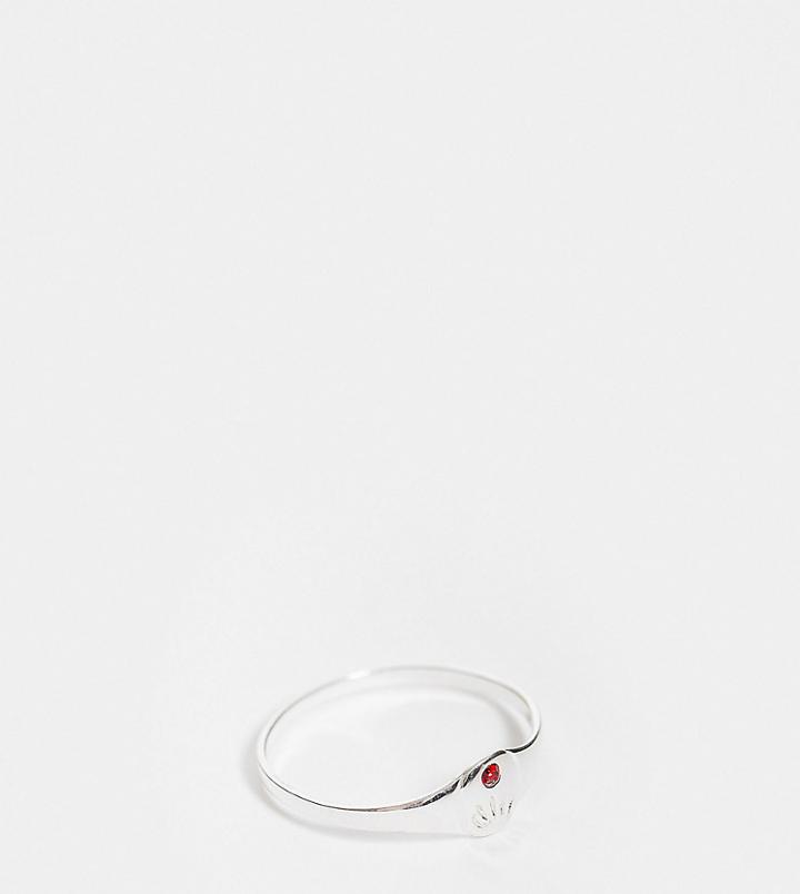 Kingsley Ryan Curve July Birthstone Ring In Sterling Silver With Ruby Crystal