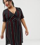 Brave Soul Plus Mara Midi Dress In Stripe - Black