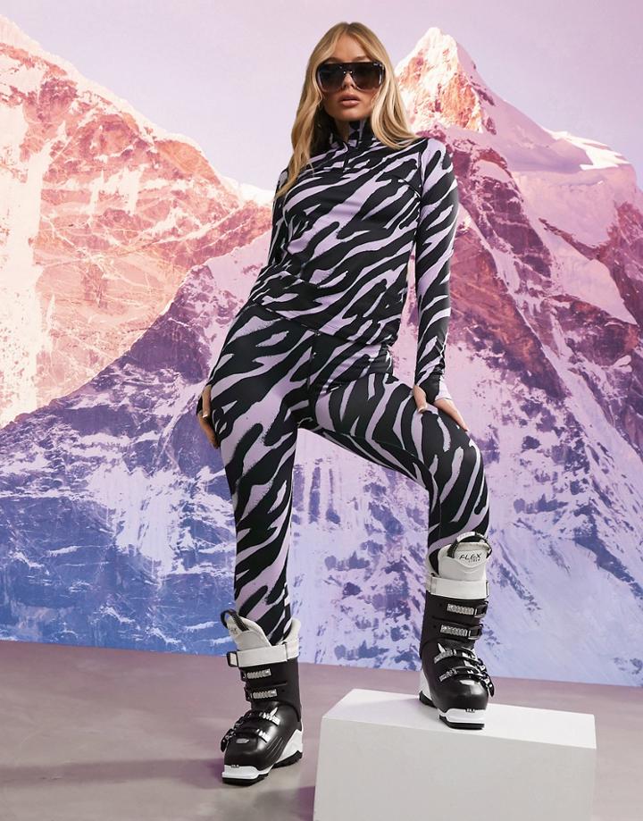Asos 4505 Base Layer Leggings In Pink Animal Print-multi