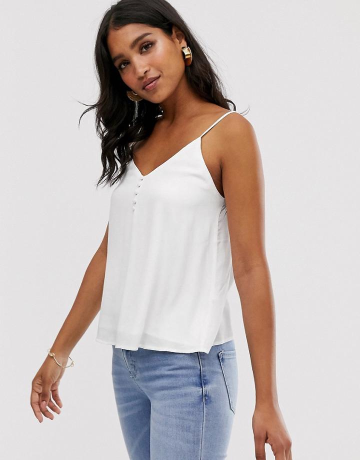 Stradivarius Button Front Cami In White