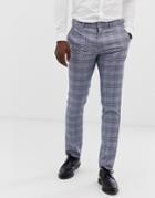 Selected Homme Slim Suit Pants In Gray Check - Gray