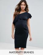 New Look Maternity One Shoulder Frill Bodycon Dress - Black