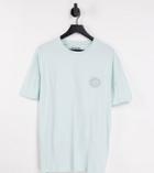 Selected Homme Oversized T-shirt With Sun Embroidery In Blue Exclusive At Asos-blues