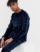 Native Youth Two-piece Velour Sweatshirt-navy