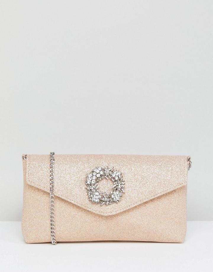 Dune Occasion Clutch With Embellishment Detail - Silver