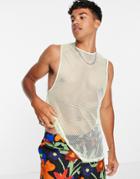 Asos Design Relaxed Mesh Tank In Bright Green