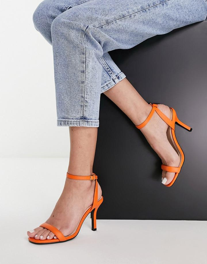 Qupid Barely There Stiletto Heeled Sandals In Orange