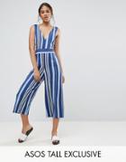 Asos Tall Cut Out Side Jumpsuit In Stripe - Multi