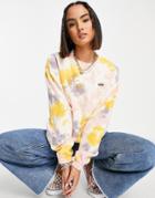 Vans Grunge Wash Cropped Sweat In Purple Multi