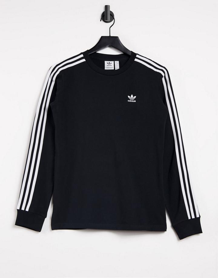 Adidas Originals Adicolor Three Stripe Long Sleeve T-shirt In Black