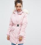 Miss Selfridge Petite Padded Belted Waist Jacket - Beige
