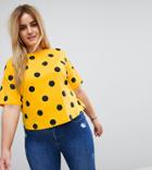 Asos Curve T-shirt In Polka Dot - Yellow