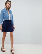 Asos Design Tailored Mini Pleated Skirt-navy
