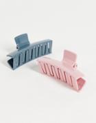Designb London Minimal Hair Claw Clip Pack In Pastel-multi