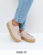 Asos Day Light Wide Fit Suede Flatform Lace Up Sneakers - Pink