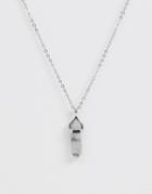 Monki Necklace With Natural Stone Pendant In Silver - Silver
