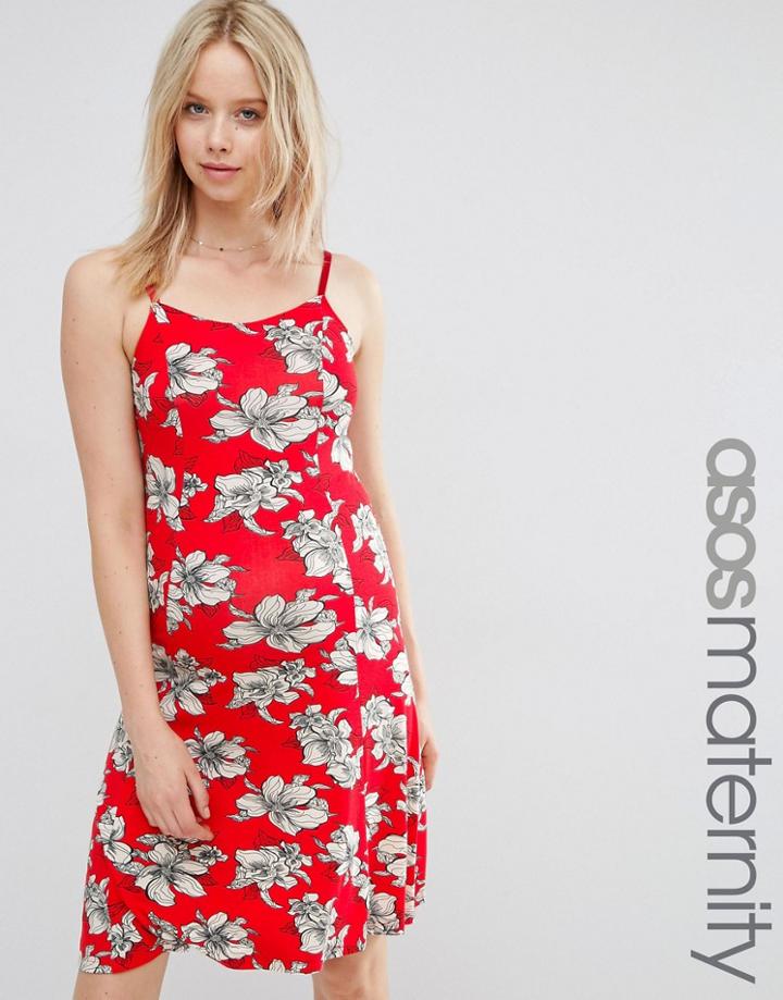 Asos Maternity Skater Dress In Bright Floral - Multi