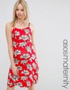 Asos Maternity Skater Dress In Bright Floral - Multi