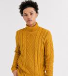 Asos Design Tall Heavyweight Cable Knit Sweater In Mustard