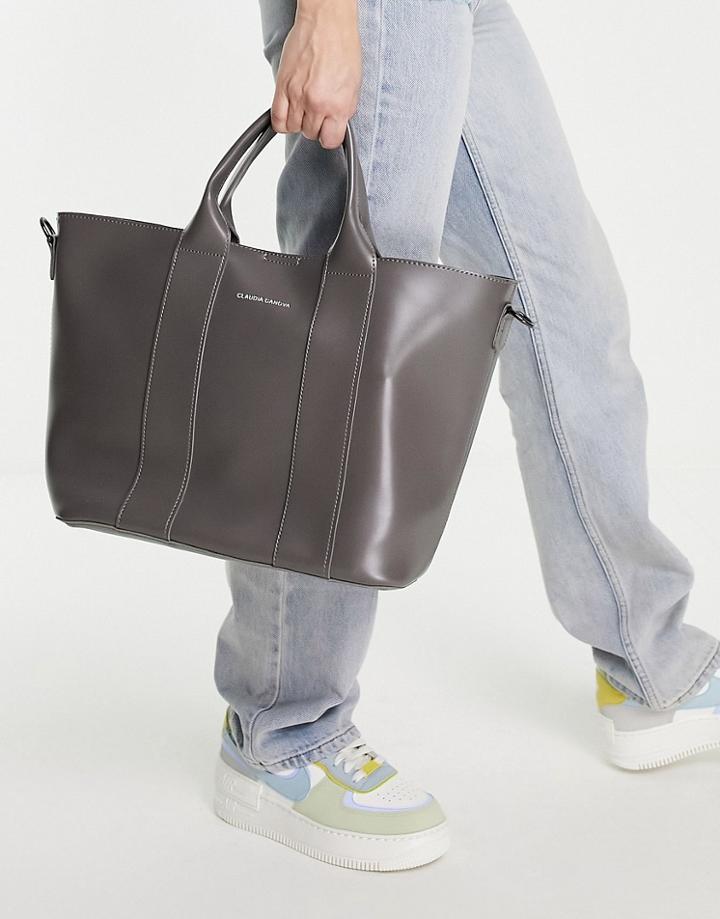 Claudia Canova Shoulder Strap Tote Bag With Insert Pouch In Gray