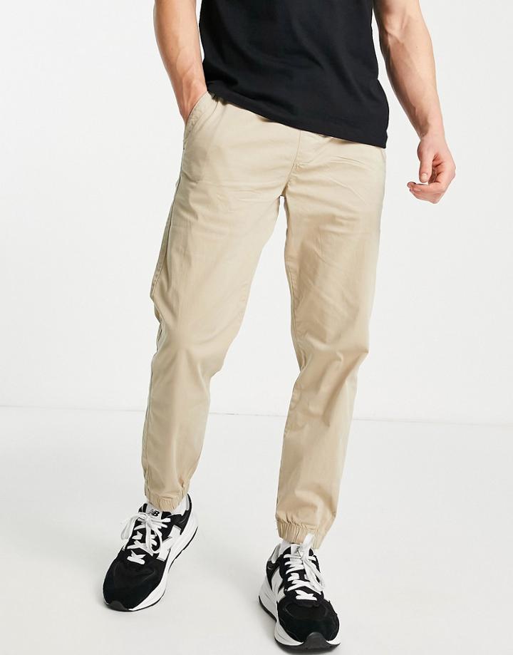 Pull & Bear Basic Joggers In Beige-neutral