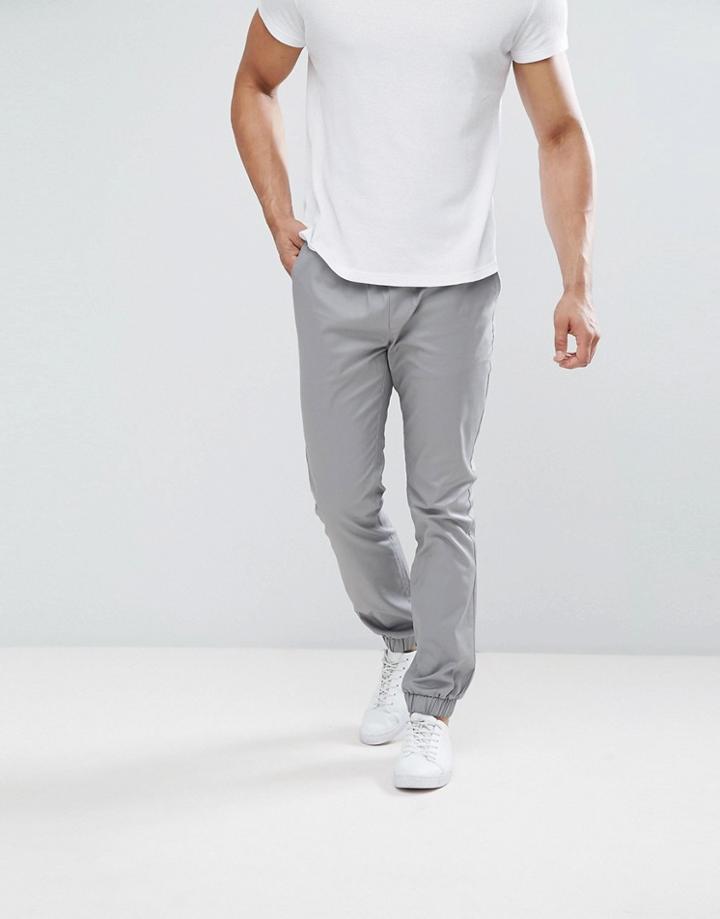 Asos Slim Woven Joggers In Warm Gray - Gray