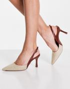 Asos Design Samber Slingback Stiletto Heels In Natural-neutral