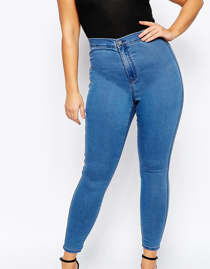 Asos Curve Rivington Jegging In Midwash Blue - Blue
