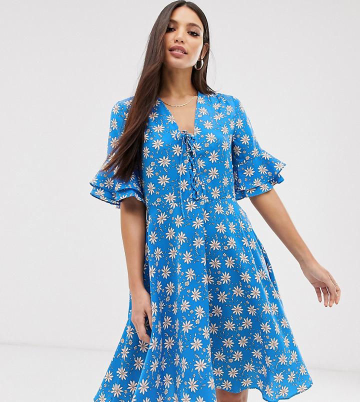 Y.a.s Tall Printed Tea Dress-blue