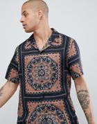 River Island Shirt With Border Print In Brown